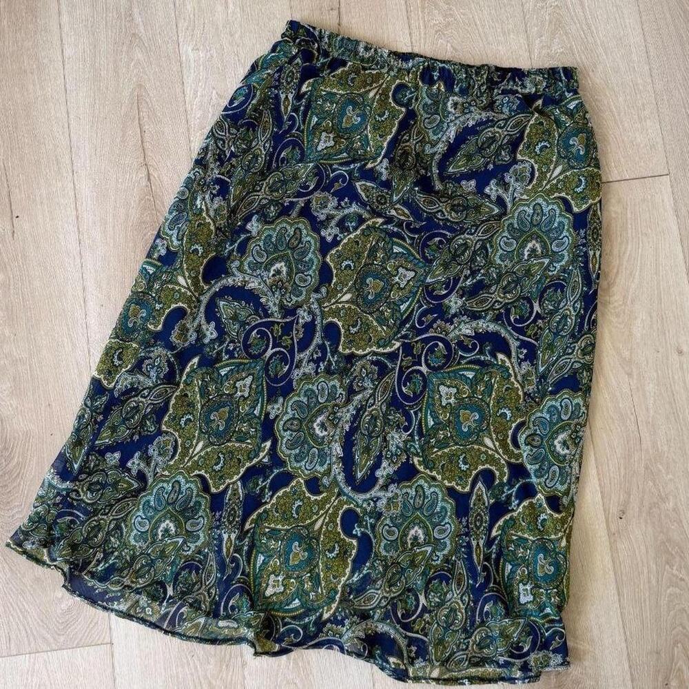 90s Dressbarn Paisley Midi Skirt / womens 2X